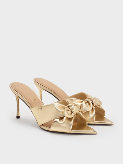 CHARLES & KEITH Trending / Jayce Metallic Leather Stiletto Mules - Gold
