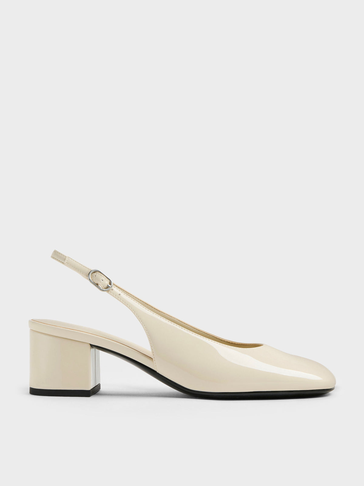 CHARLES & KEITH Quality / Danni Patent Slingback Pumps - Chalk