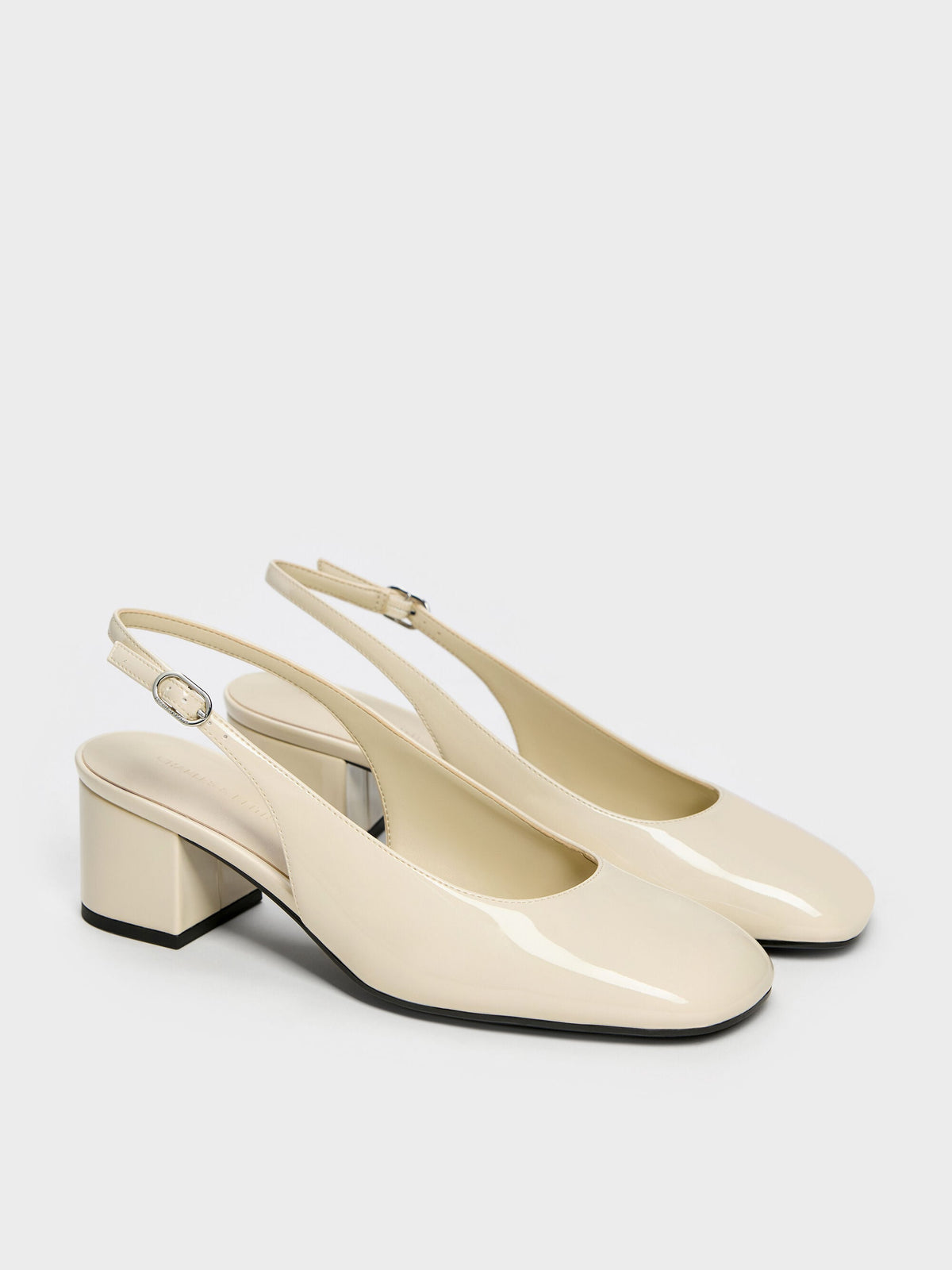 CHARLES & KEITH Quality / Danni Patent Slingback Pumps - Chalk