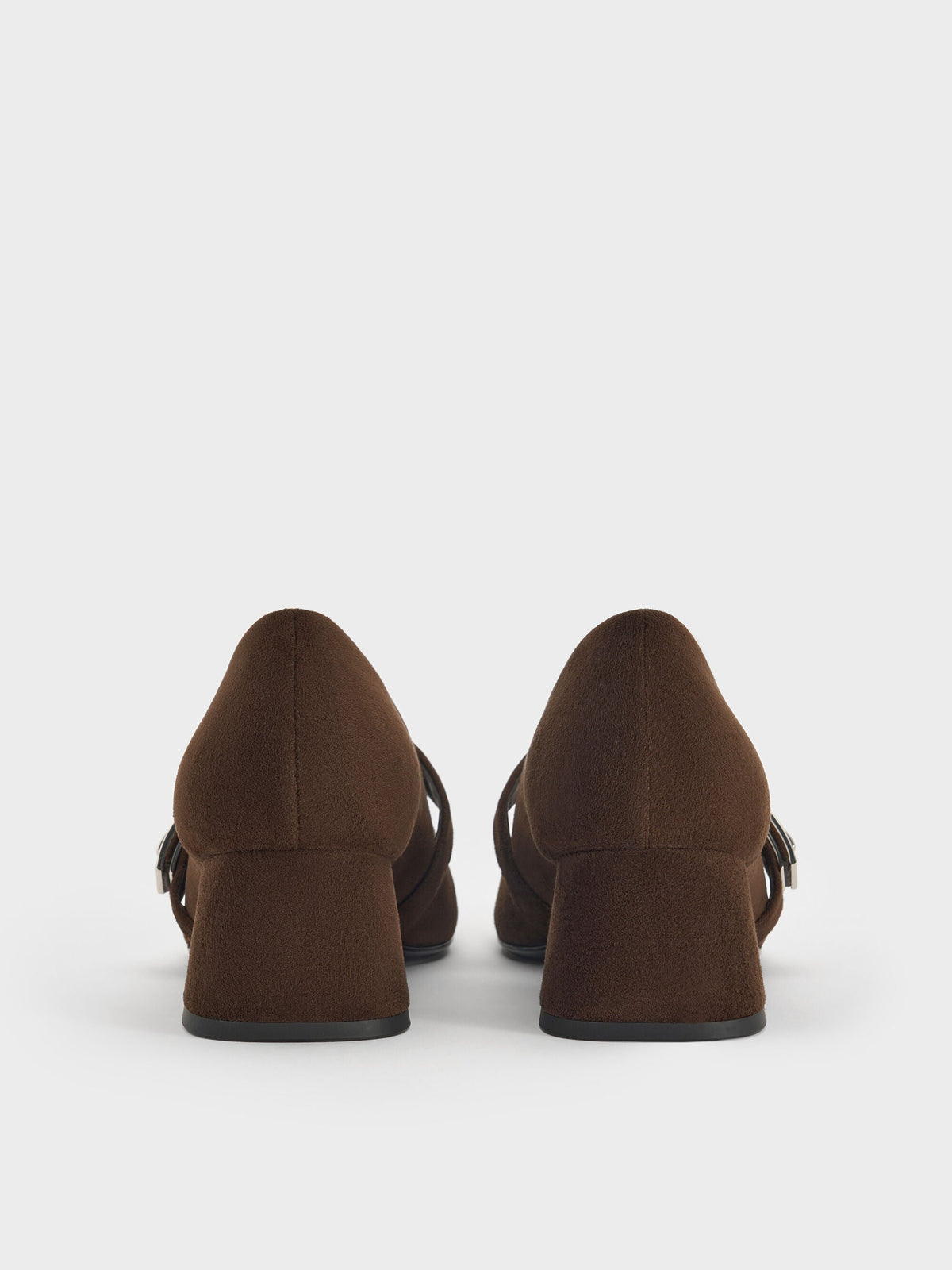 CHARLES & KEITH Deals / Lando Faux Suede Mary Jane Pumps - Dark Brown Textured