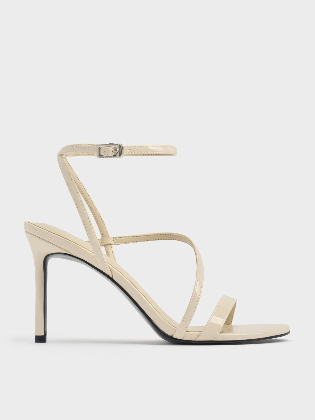 CHARLES & KEITH Everyday / Andricia Patent Strappy Stiletto Sandals - Chalk