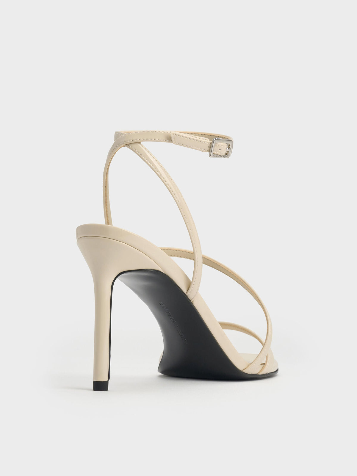 CHARLES & KEITH Everyday / Andricia Patent Strappy Stiletto Sandals - Chalk