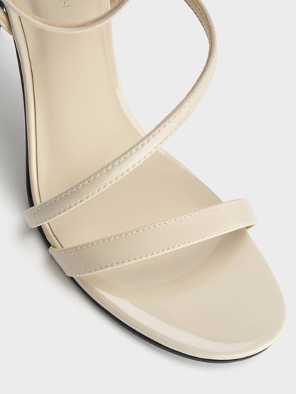 CHARLES & KEITH Everyday / Andricia Patent Strappy Stiletto Sandals - Chalk