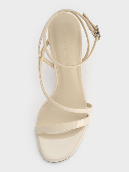 CHARLES & KEITH Everyday / Andricia Patent Strappy Stiletto Sandals - Chalk