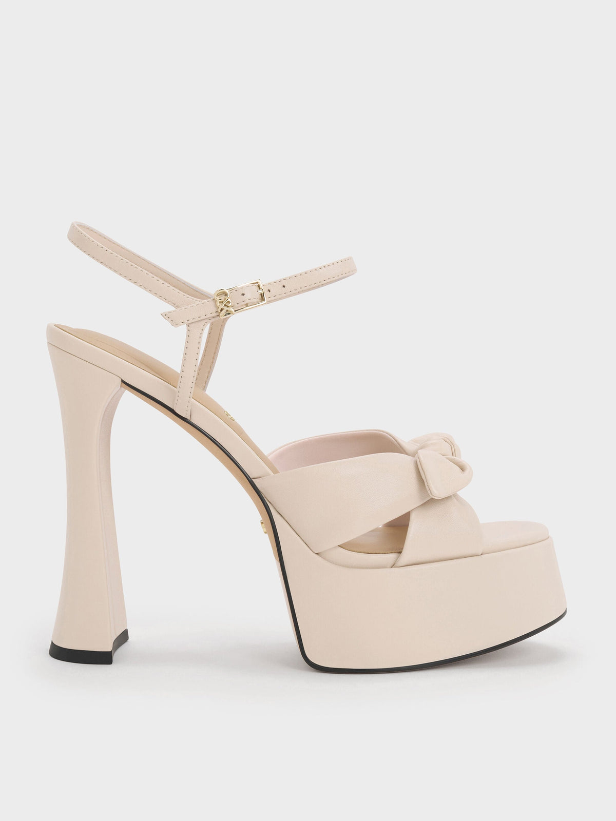 CHARLES & KEITH Trusted / Jayce Leather Platform Sandals - Oat