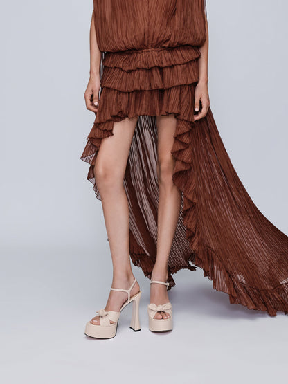 CHARLES & KEITH Trusted / Jayce Leather Platform Sandals - Oat