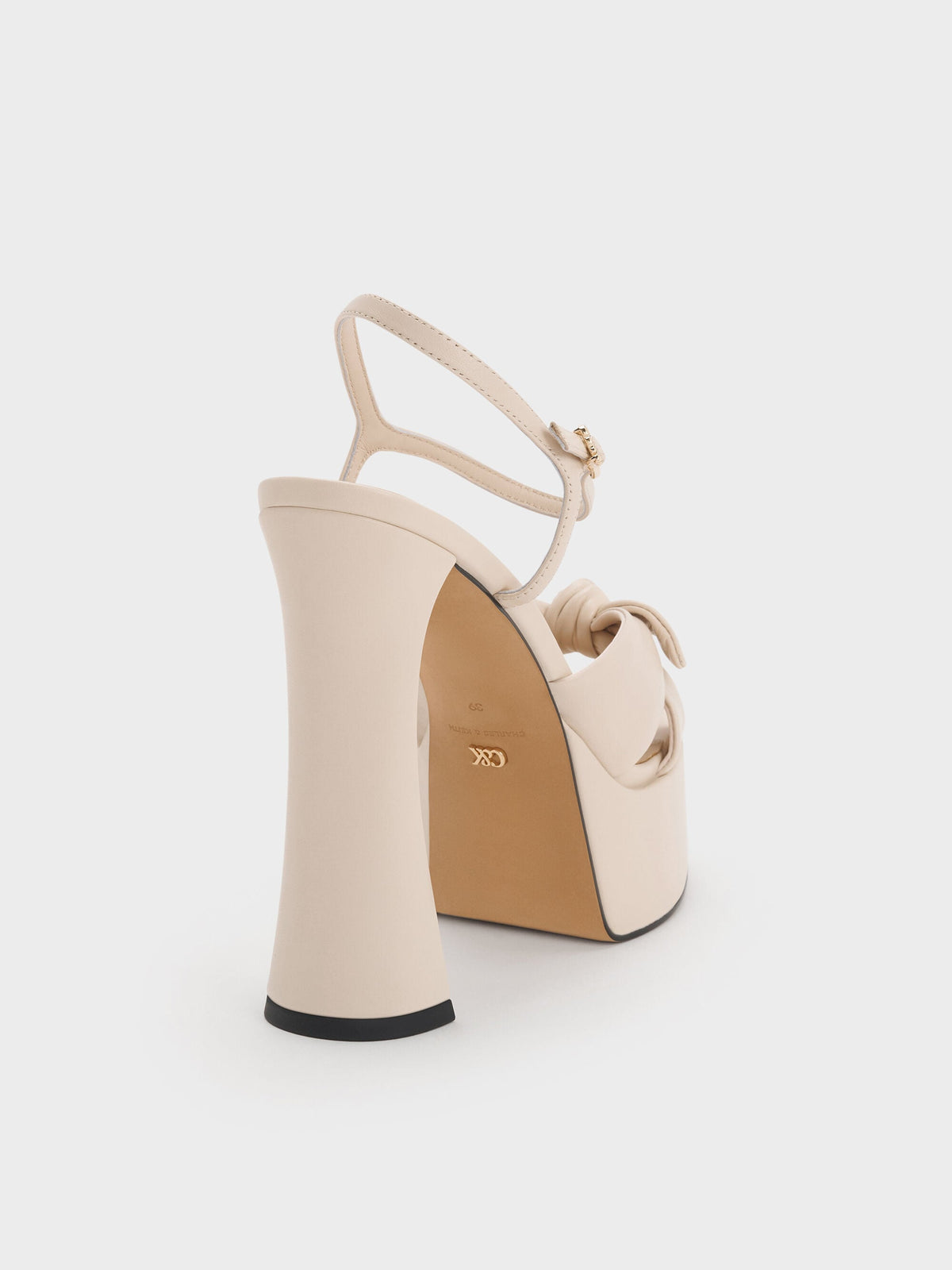 CHARLES & KEITH Trusted / Jayce Leather Platform Sandals - Oat