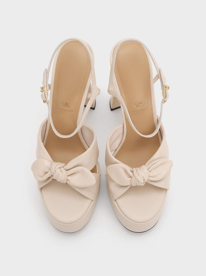CHARLES & KEITH Trusted / Jayce Leather Platform Sandals - Oat