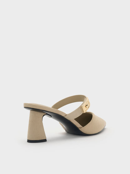 CHARLES & KEITH Exclusive / Lando Faux Suede Heeled Mules - Beige