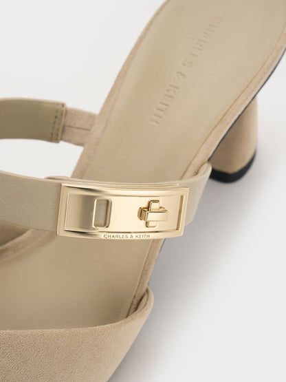 CHARLES & KEITH Exclusive / Lando Faux Suede Heeled Mules - Beige