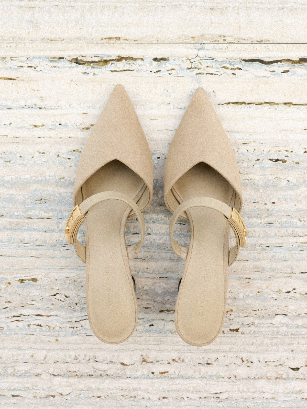 CHARLES & KEITH Exclusive / Lando Faux Suede Heeled Mules - Beige