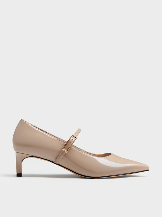 CHARLES & KEITH Trusted / Luciana Patent Mary Jane Pumps - Taupe