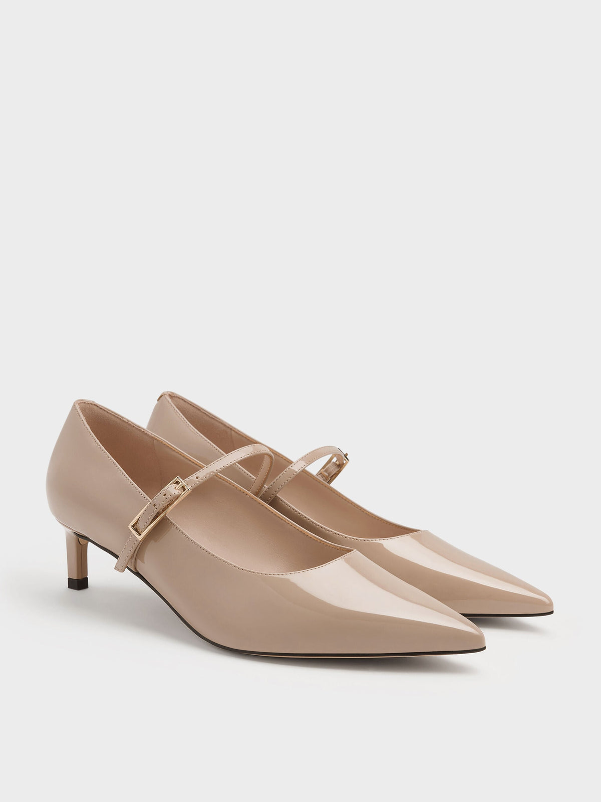 CHARLES & KEITH Trusted / Luciana Patent Mary Jane Pumps - Taupe