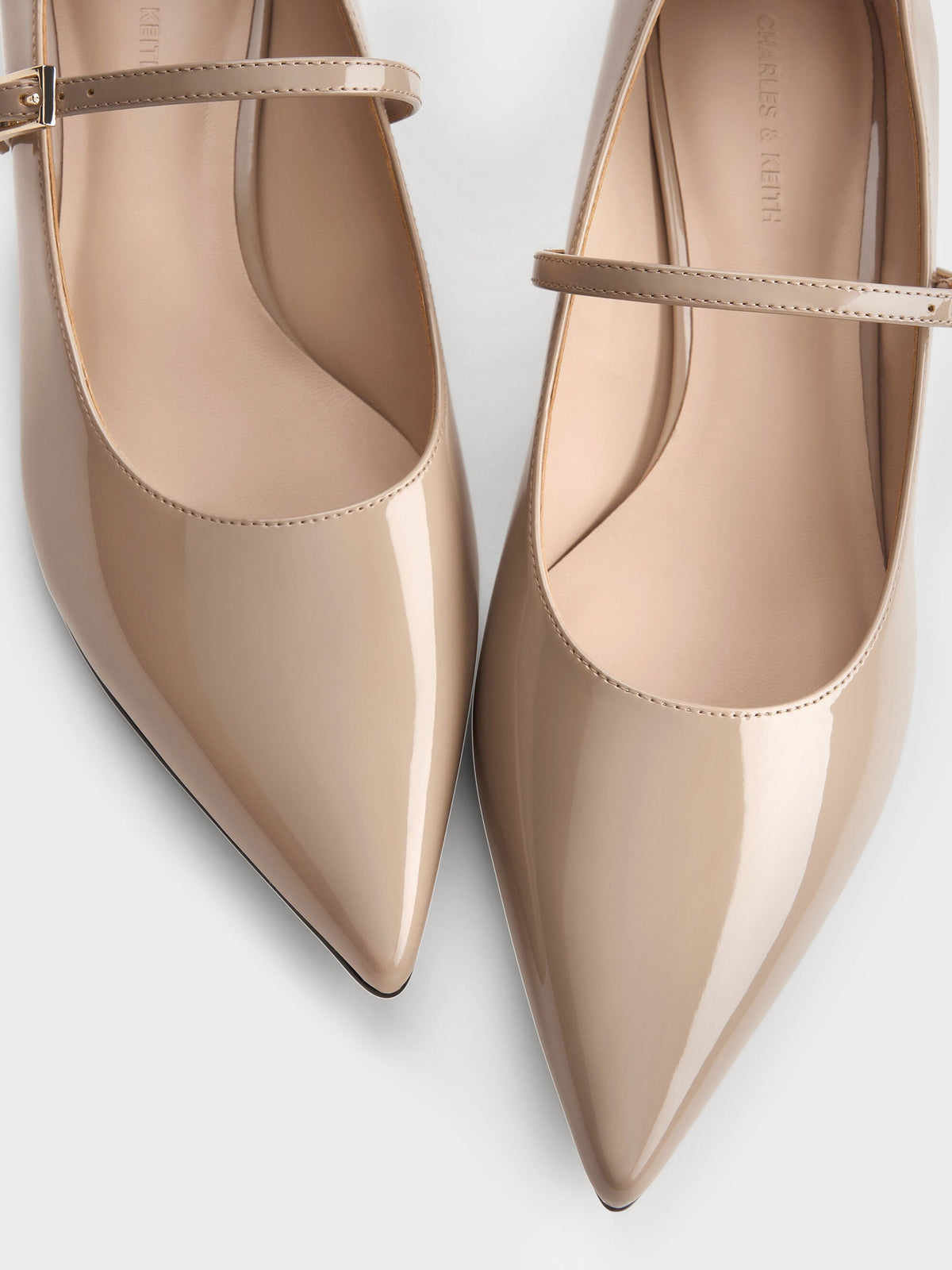 CHARLES & KEITH Trusted / Luciana Patent Mary Jane Pumps - Taupe