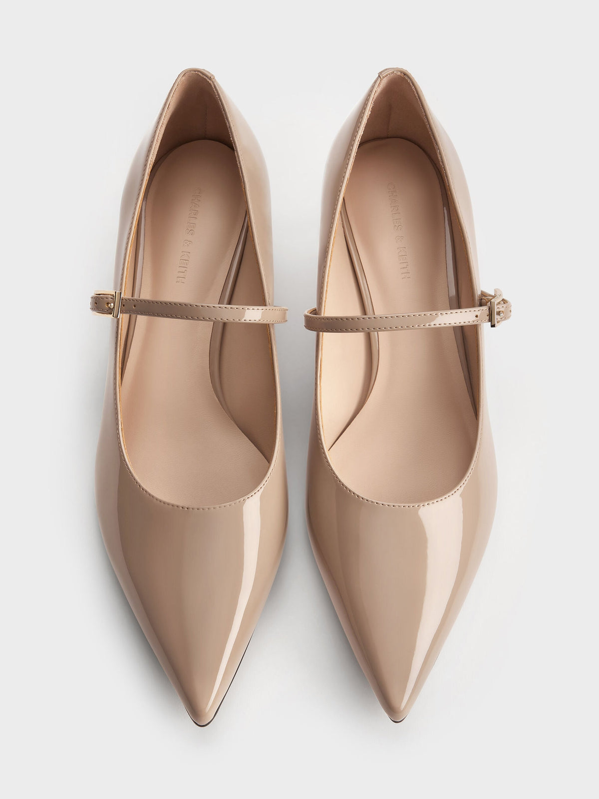 CHARLES & KEITH Trusted / Luciana Patent Mary Jane Pumps - Taupe