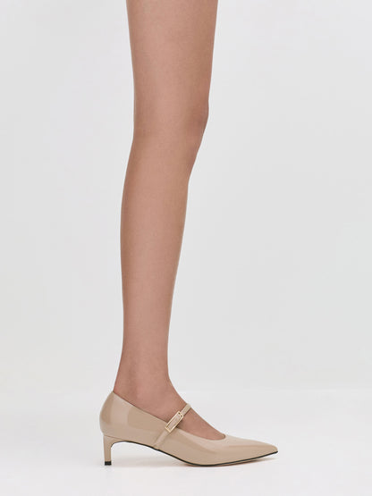 CHARLES & KEITH Trusted / Luciana Patent Mary Jane Pumps - Taupe