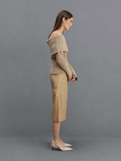 CHARLES & KEITH Quality / Tully Leather Ruched-Strap Slingback Pumps - Chalk