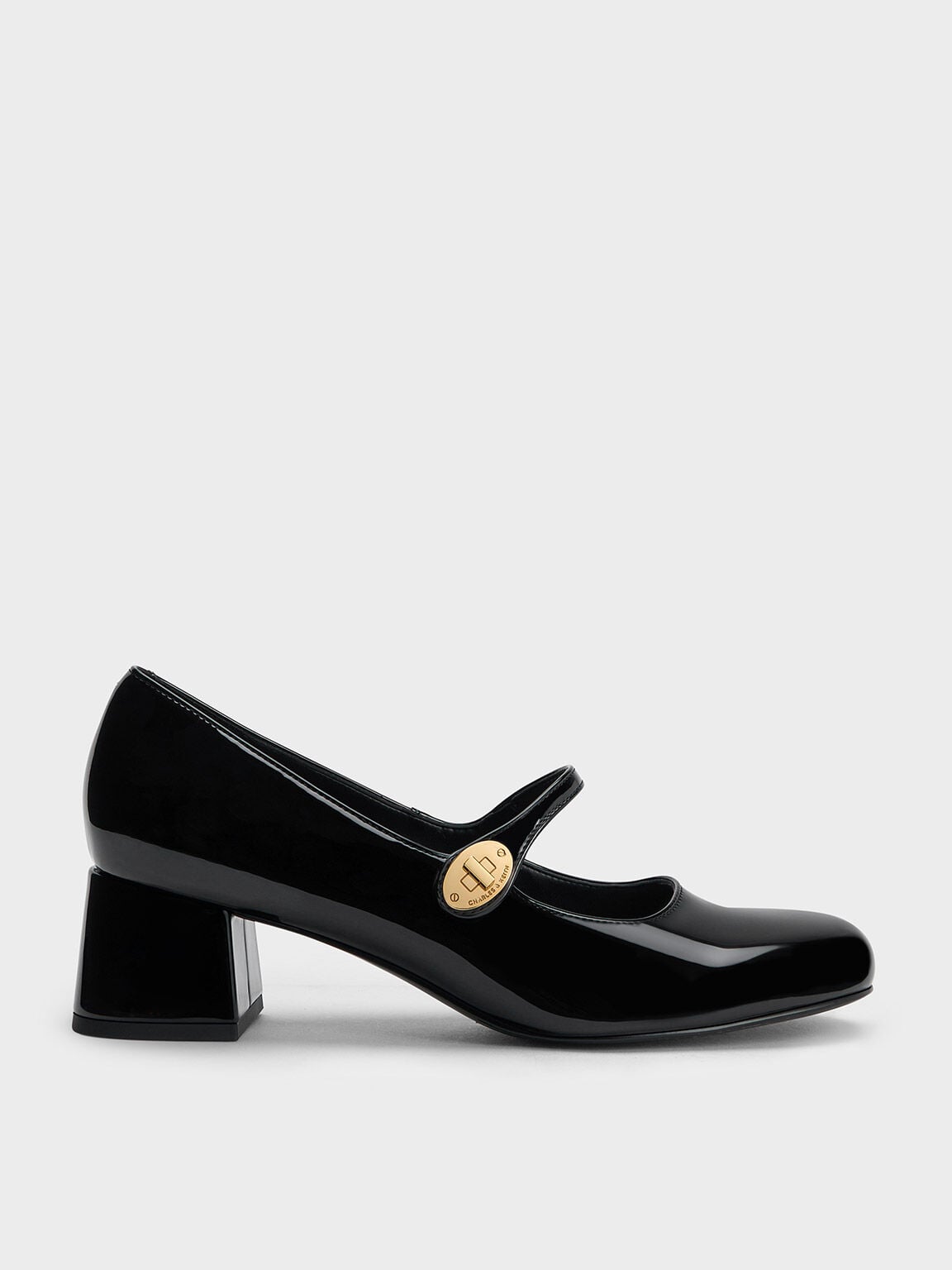 CHARLES & KEITH Classic / Hettie Patent Mary Jane Pumps - Black Patent