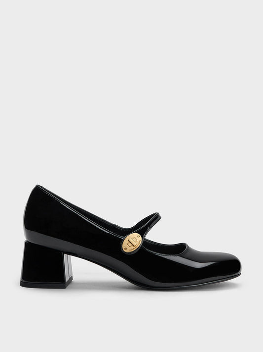 CHARLES & KEITH Classic / Hettie Patent Mary Jane Pumps - Black Patent