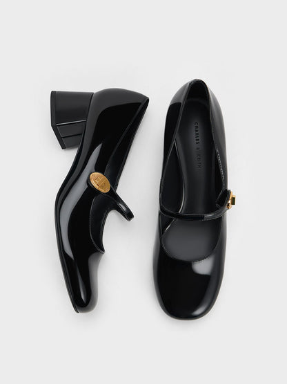 CHARLES & KEITH Classic / Hettie Patent Mary Jane Pumps - Black Patent