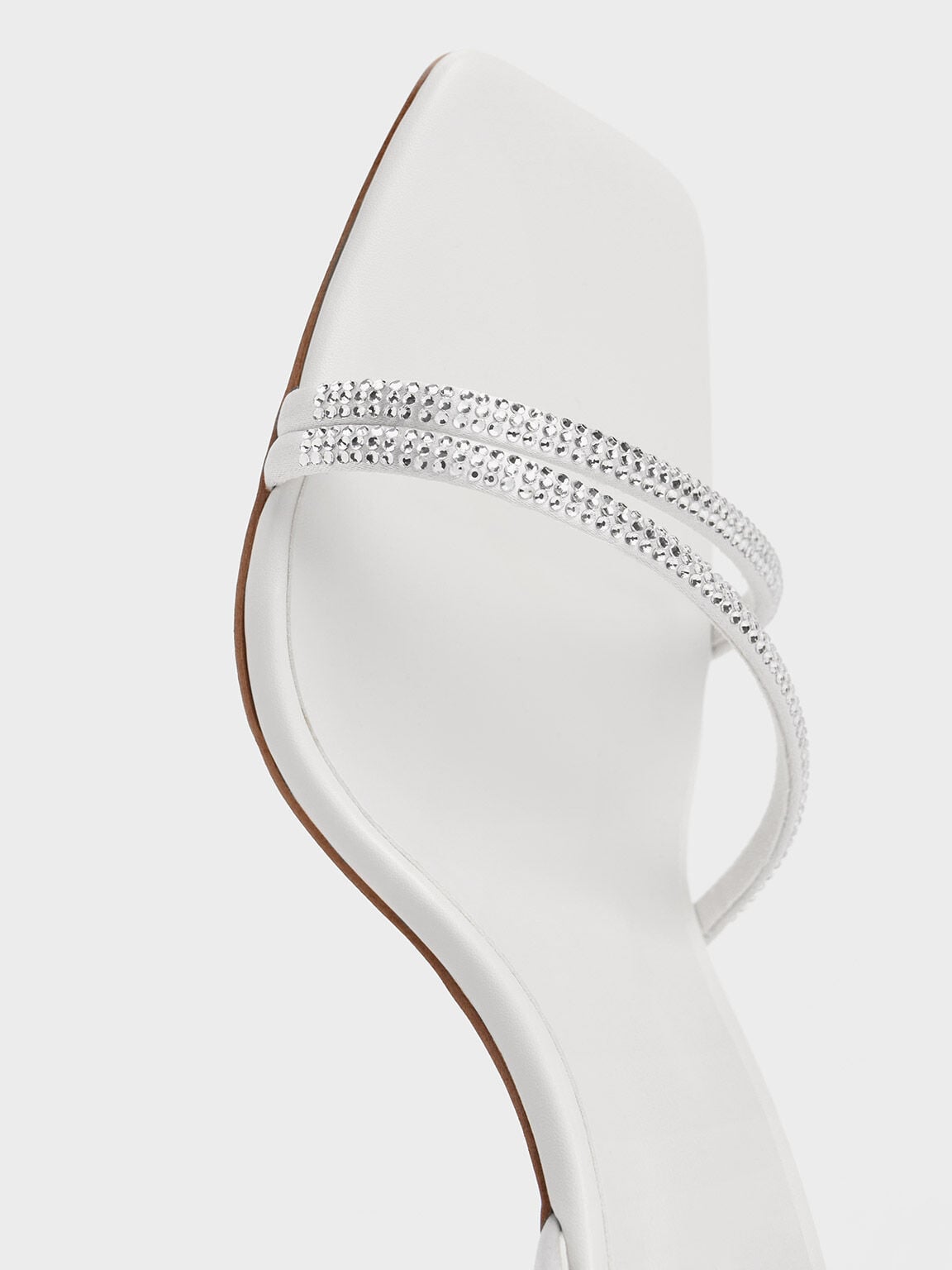 CHARLES & KEITH Trending / Satin Crystal Stiletto Sandals - White