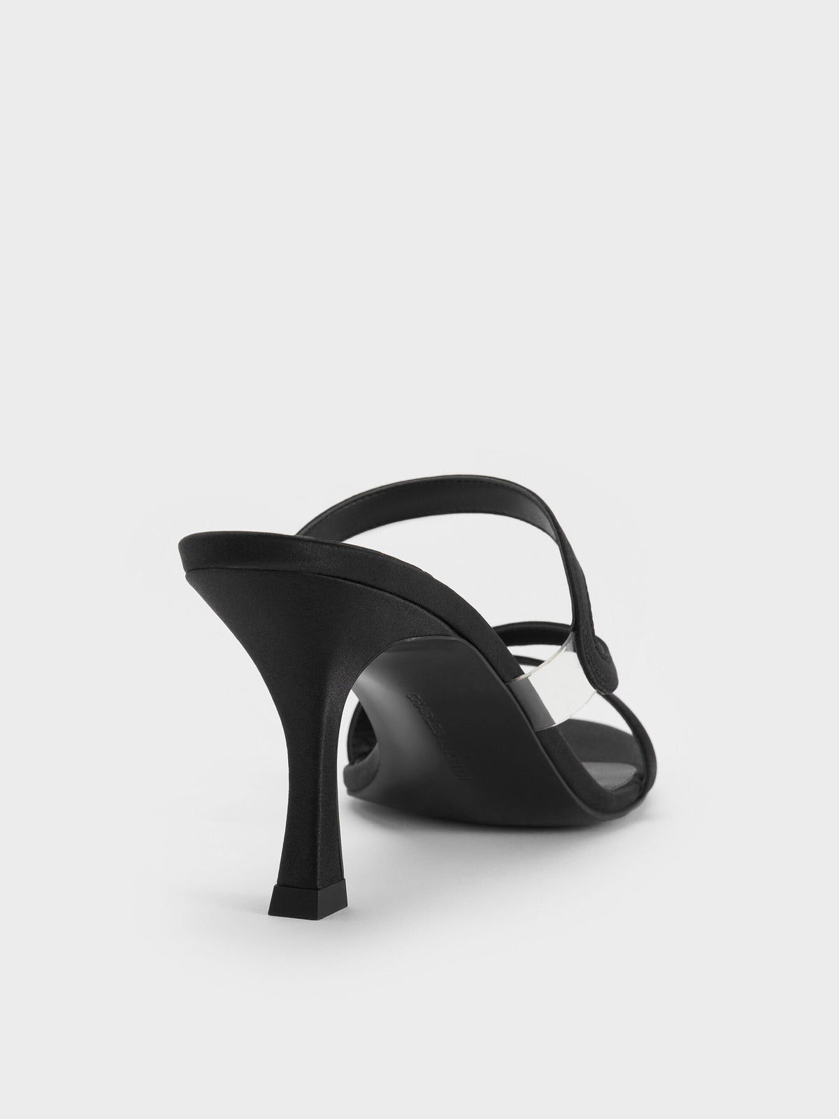 CHARLES & KEITH Everyday / Arden Satin Wavy Heeled Mules - Black Textured