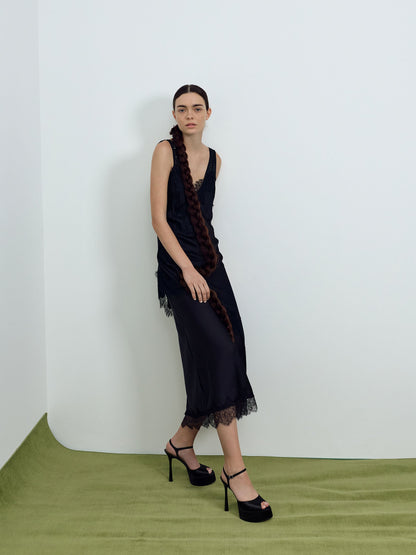 CHARLES & KEITH Classic / Francesca Peep-Toe Platform Heels - Black Textured