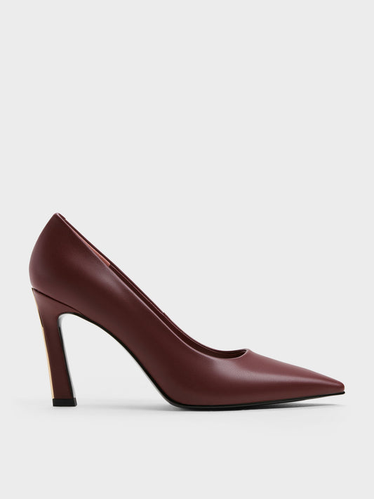 CHARLES & KEITH Everyday / Kerra Pointed High Heels - Burgundy