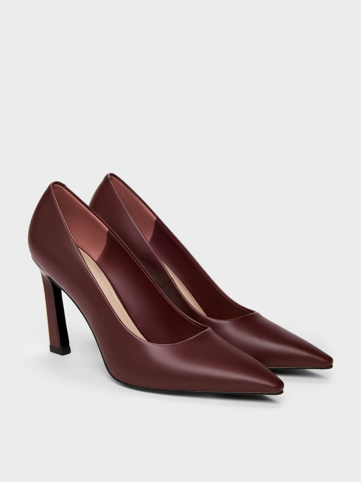 CHARLES & KEITH Everyday / Kerra Pointed High Heels - Burgundy