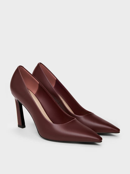 CHARLES & KEITH Everyday / Kerra Pointed High Heels - Burgundy