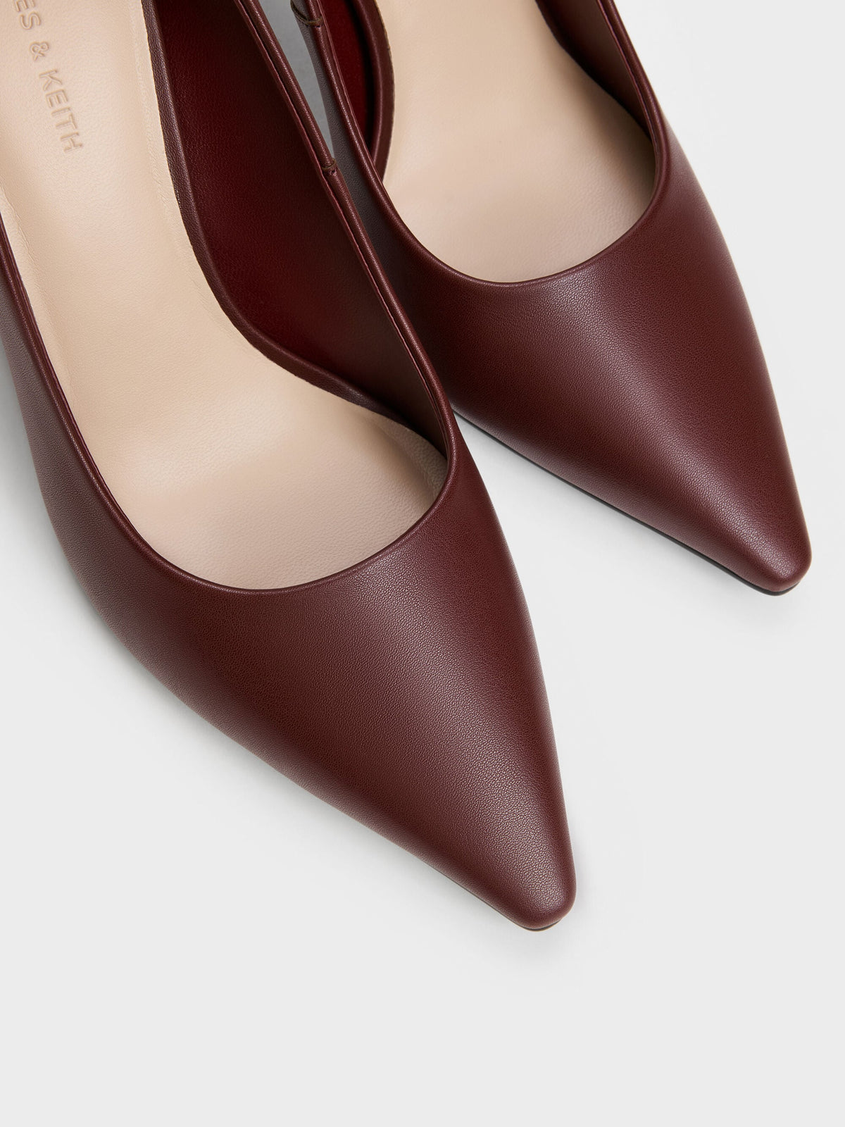 CHARLES & KEITH Everyday / Kerra Pointed High Heels - Burgundy