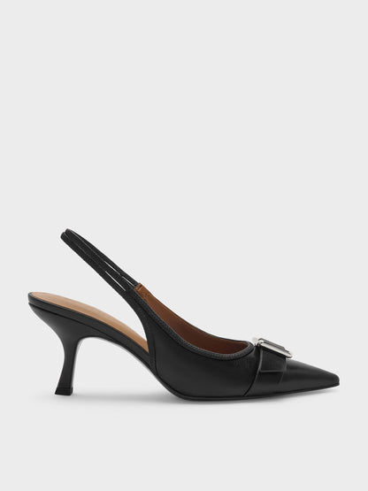 CHARLES & KEITH Signature / Anita Buckled Pointed Slingback Pumps - Black