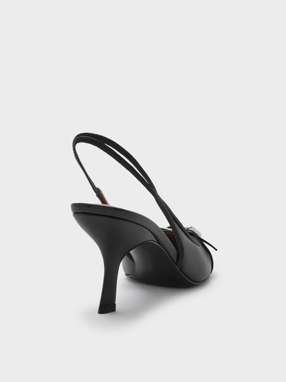 CHARLES & KEITH Signature / Anita Buckled Pointed Slingback Pumps - Black