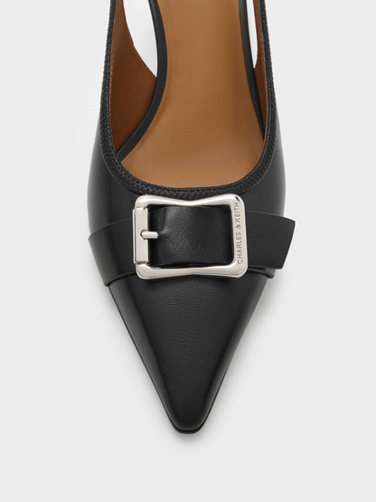 CHARLES & KEITH Signature / Anita Buckled Pointed Slingback Pumps - Black