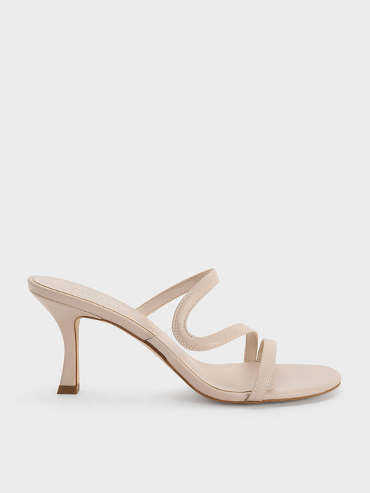 CHARLES & KEITH Featured / Arden Wavy Heeled Mules - Light Pink