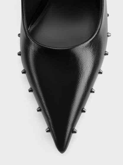 CHARLES & KEITH Premium / Coralie Studded Pointed Pumps - Black