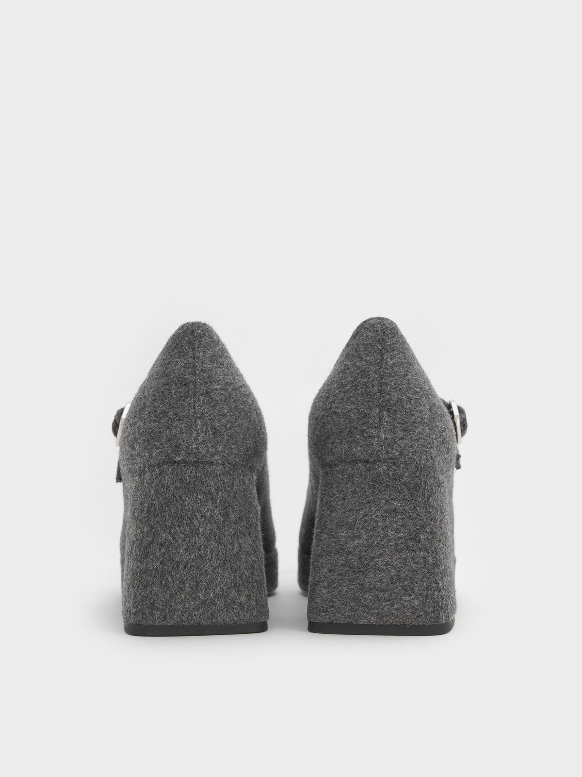 CHARLES & KEITH Trusted / Felt Platform Mary Jane Pumps - Grey