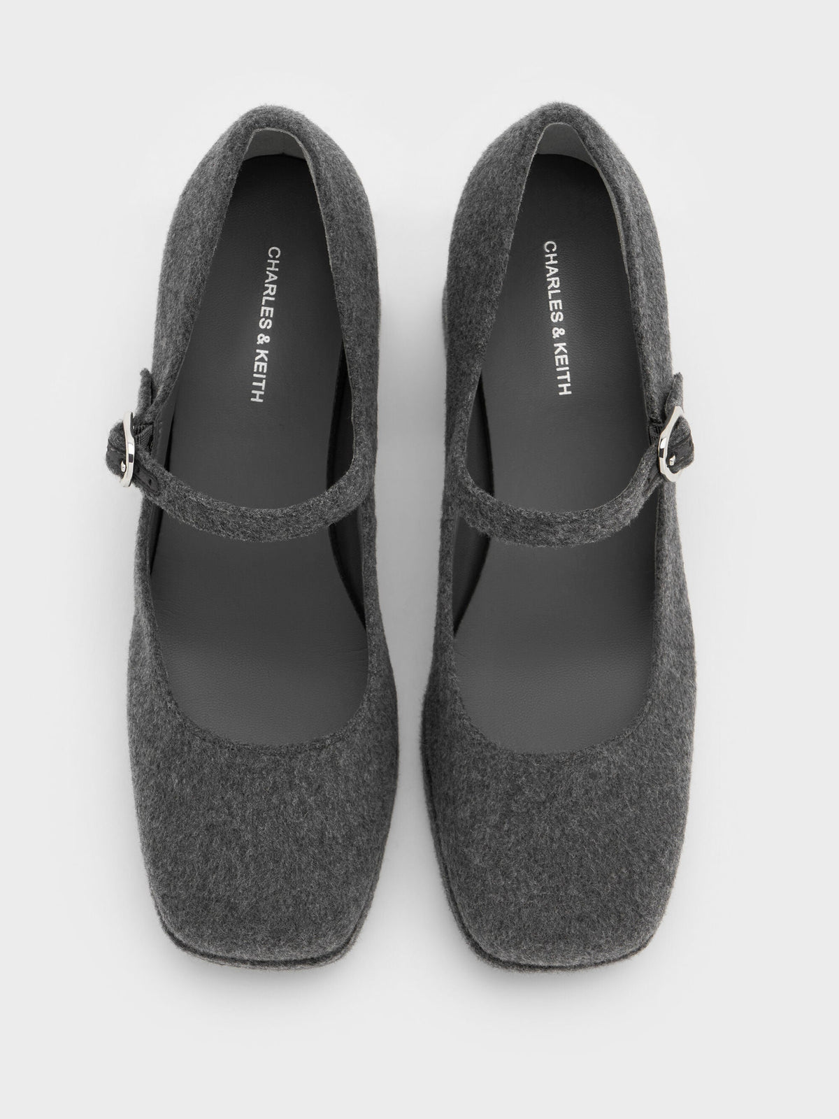 CHARLES & KEITH Trusted / Felt Platform Mary Jane Pumps - Grey