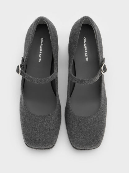 CHARLES & KEITH Trusted / Felt Platform Mary Jane Pumps - Grey
