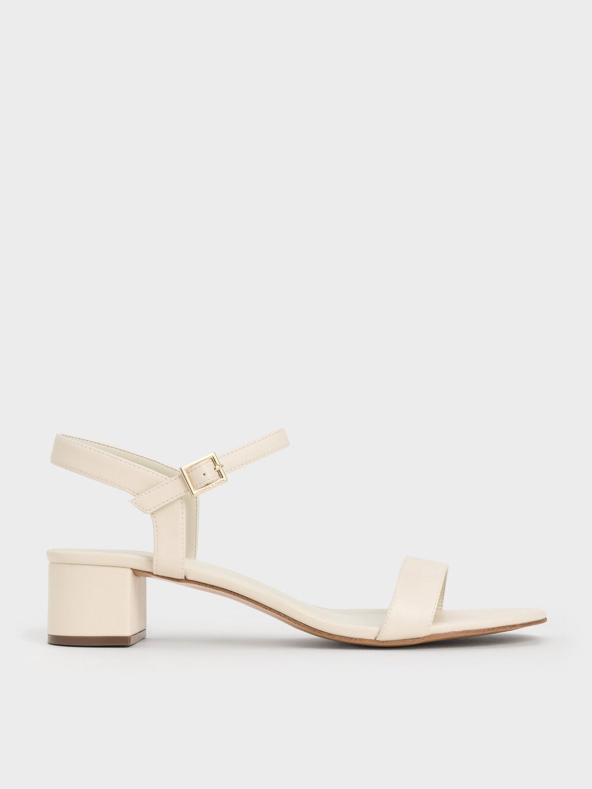 CHARLES & KEITH Quality / Alec Block-Heel Ankle-Strap Sandals - White