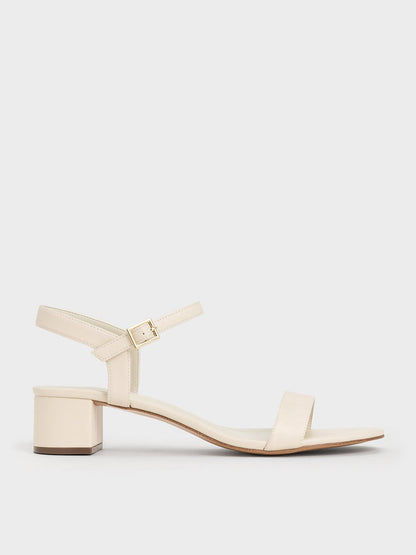 CHARLES & KEITH Quality / Alec Block-Heel Ankle-Strap Sandals - White