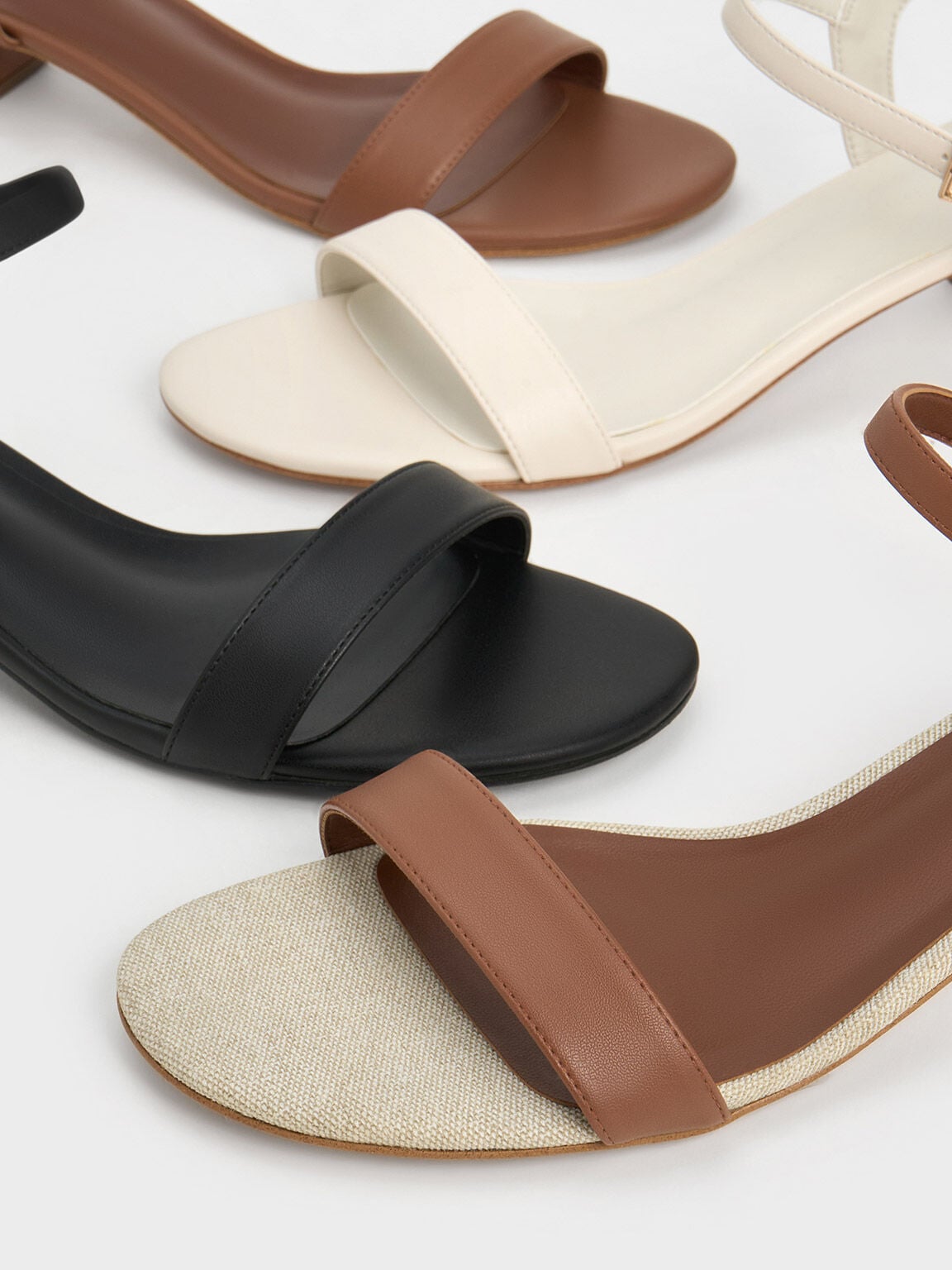 CHARLES & KEITH Quality / Alec Block-Heel Ankle-Strap Sandals - White