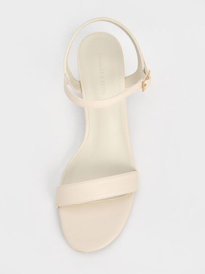 CHARLES & KEITH Quality / Alec Block-Heel Ankle-Strap Sandals - White