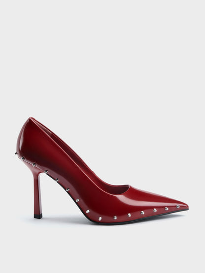 CHARLES & KEITH Deals / Coralie Studded Pointed Pumps - Red