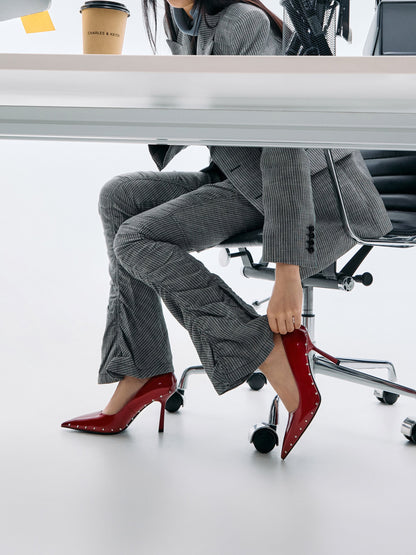 CHARLES & KEITH Deals / Coralie Studded Pointed Pumps - Red
