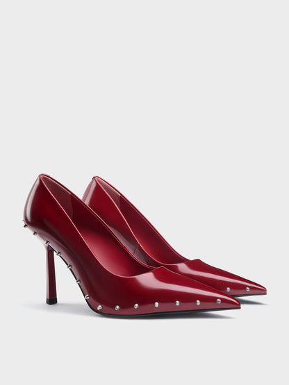 CHARLES & KEITH Deals / Coralie Studded Pointed Pumps - Red