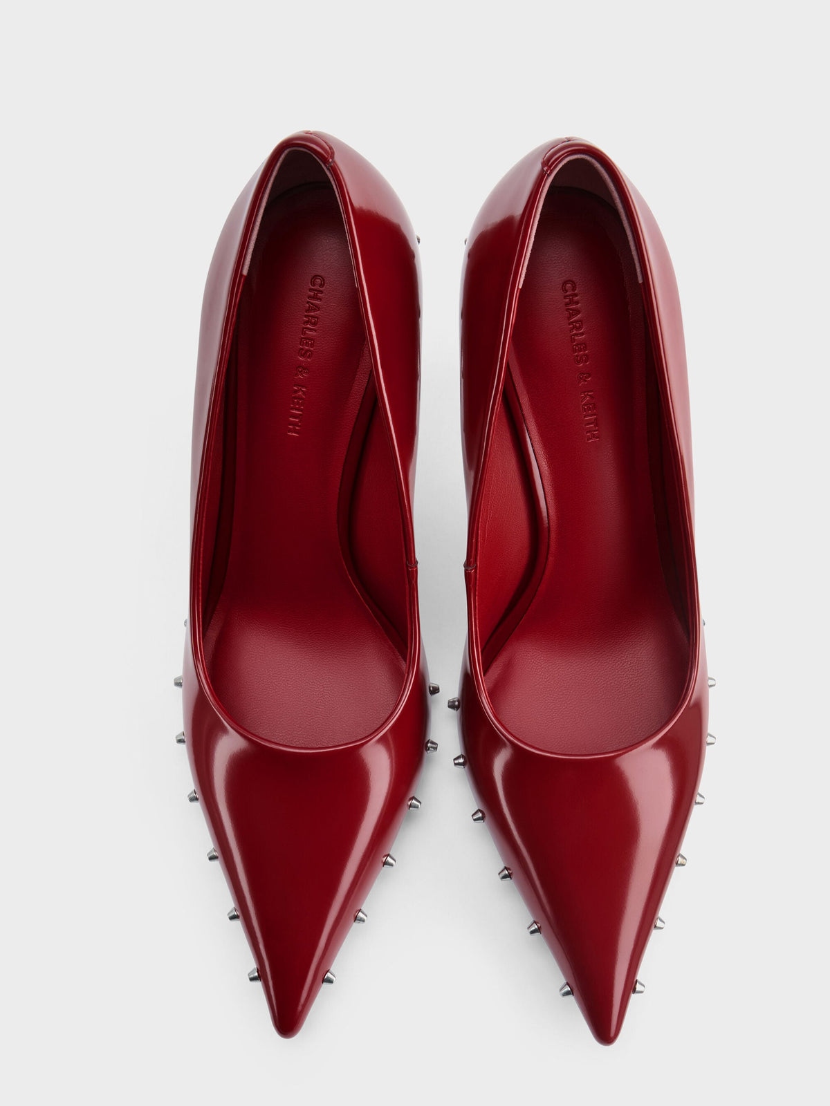 CHARLES & KEITH Deals / Coralie Studded Pointed Pumps - Red