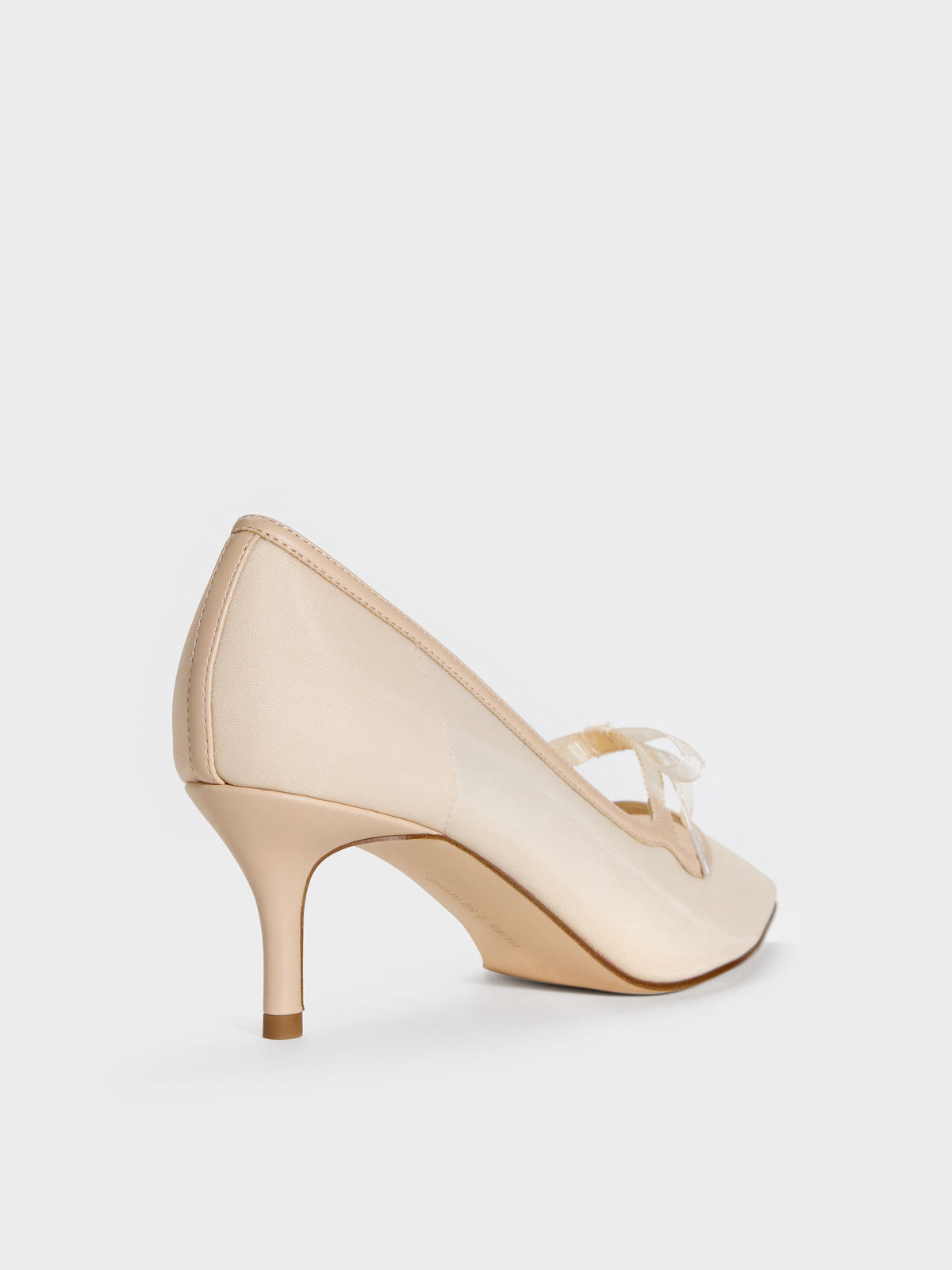 CHARLES & KEITH Quality / Venetia Mesh Bow Pointed Pumps - Nude