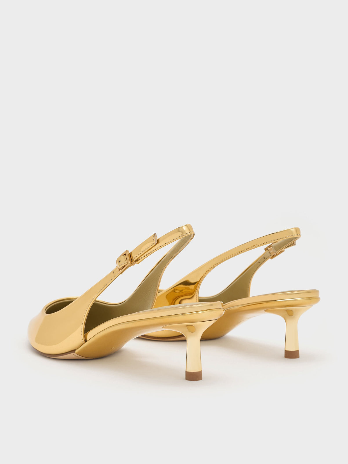 CHARLES & KEITH Recommended / Curtis Metallic Slingback Kitten Heels - Gold