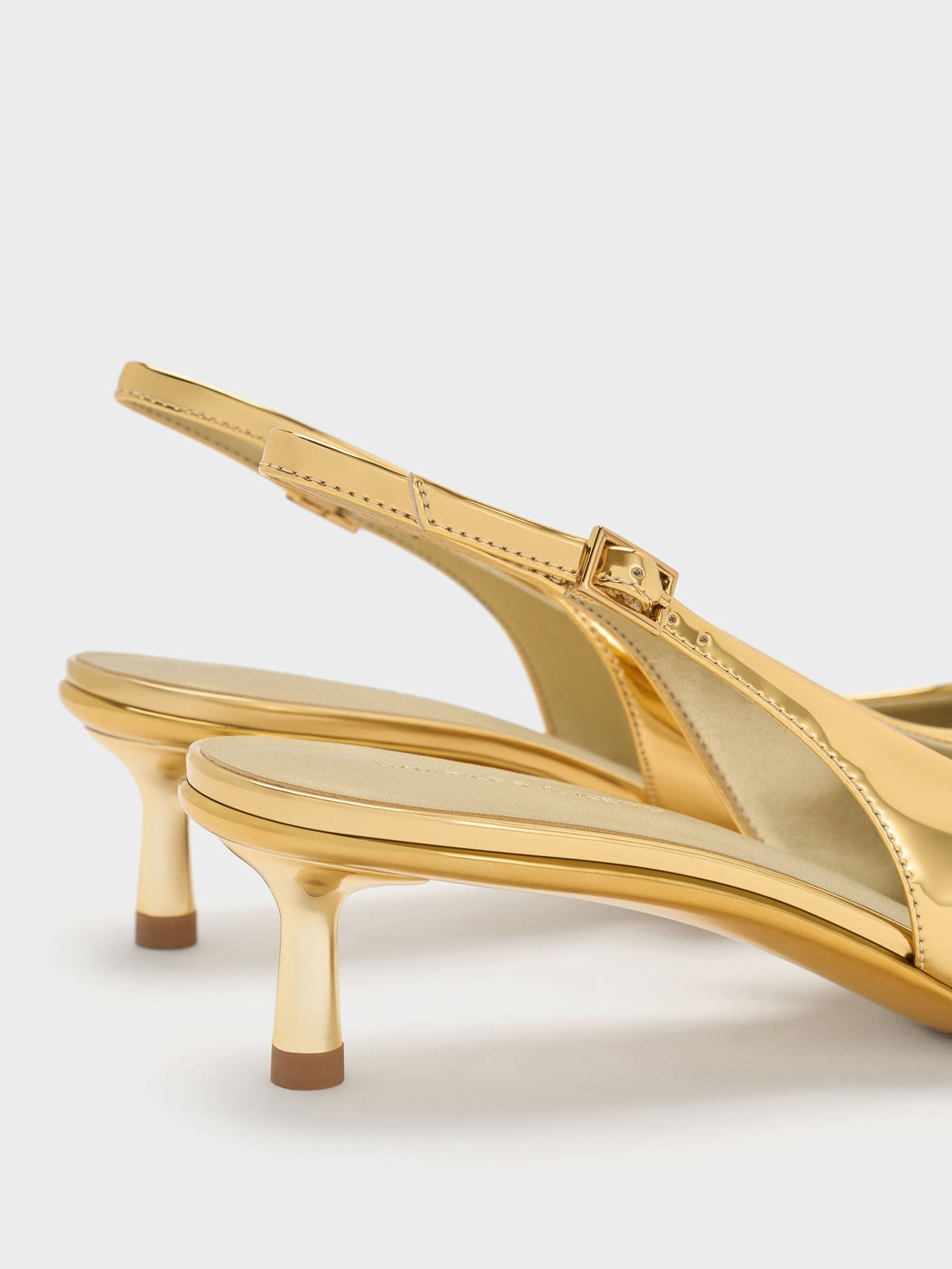 CHARLES & KEITH Recommended / Curtis Metallic Slingback Kitten Heels - Gold